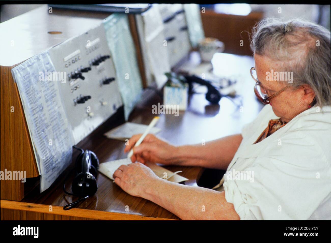 Telefonzentrale in einem Krankenhaus, Moskau, CEI Stockfoto