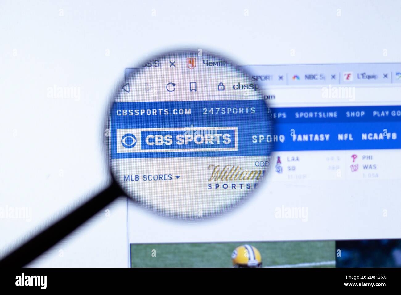 New York, USA - 29. September 2020: CBS Sports cbssports.com Firmenwebsite mit Logo aus der Nähe, illustrative Editorial Stockfoto