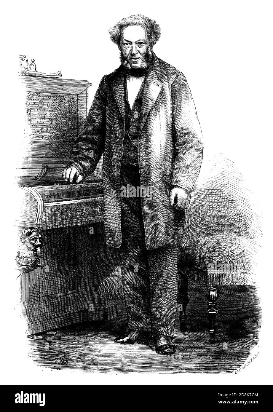 1870 , tschechisch : der böhmische Pianist Komponist IGNAZ Isaac MOSCHELES ( 1794 - 1870 ). Porträt des Graveurs A. Neumann .- COMPOSITORE - MUSICA - Portrait - ritratto - MUSICA CLASSICA - KLASSISCH - MUSICISTA - MUSICA - PIANISTA - Klavier - Klavier --- Archivio GBB Stockfoto