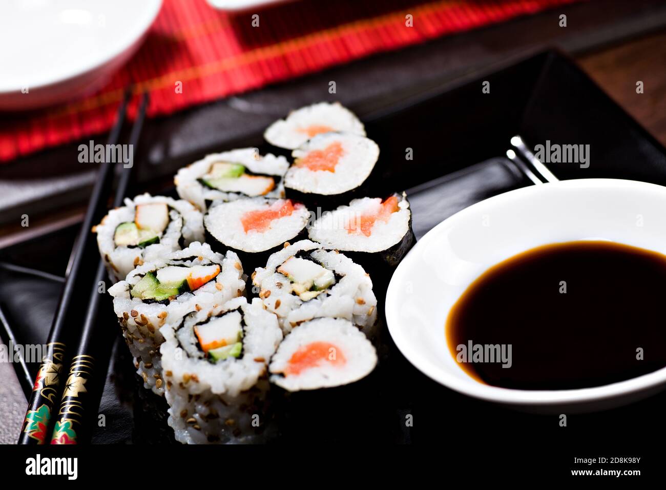 Nahaufnahme von Sushi Stockfoto