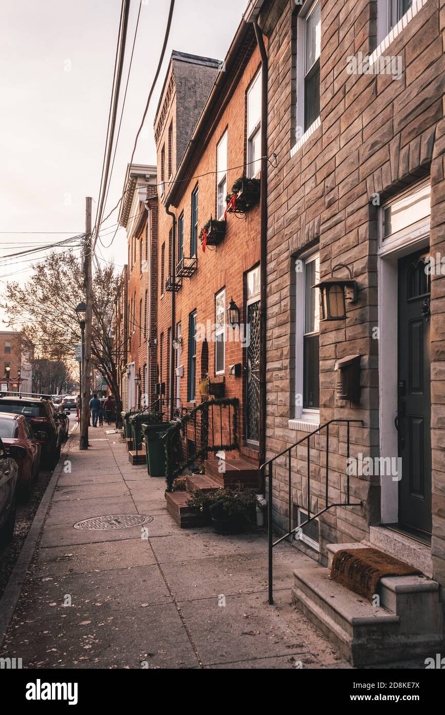 Reihenhäuser in Fells Point, Baltimore, Maryland Stockfoto