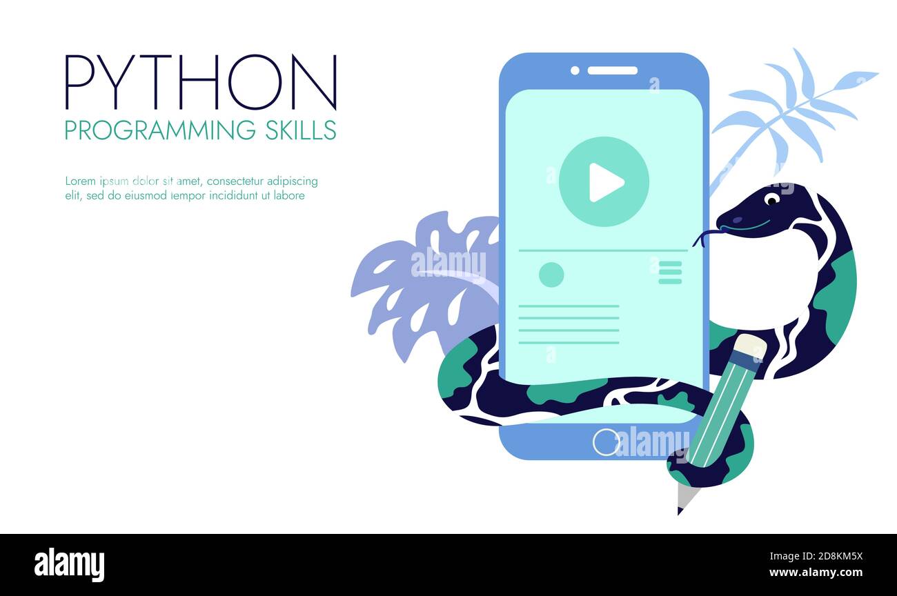 Python-Code-Sprachzeichen. Programmierung Codierung und Entwicklung Konzept. Stock Vektor