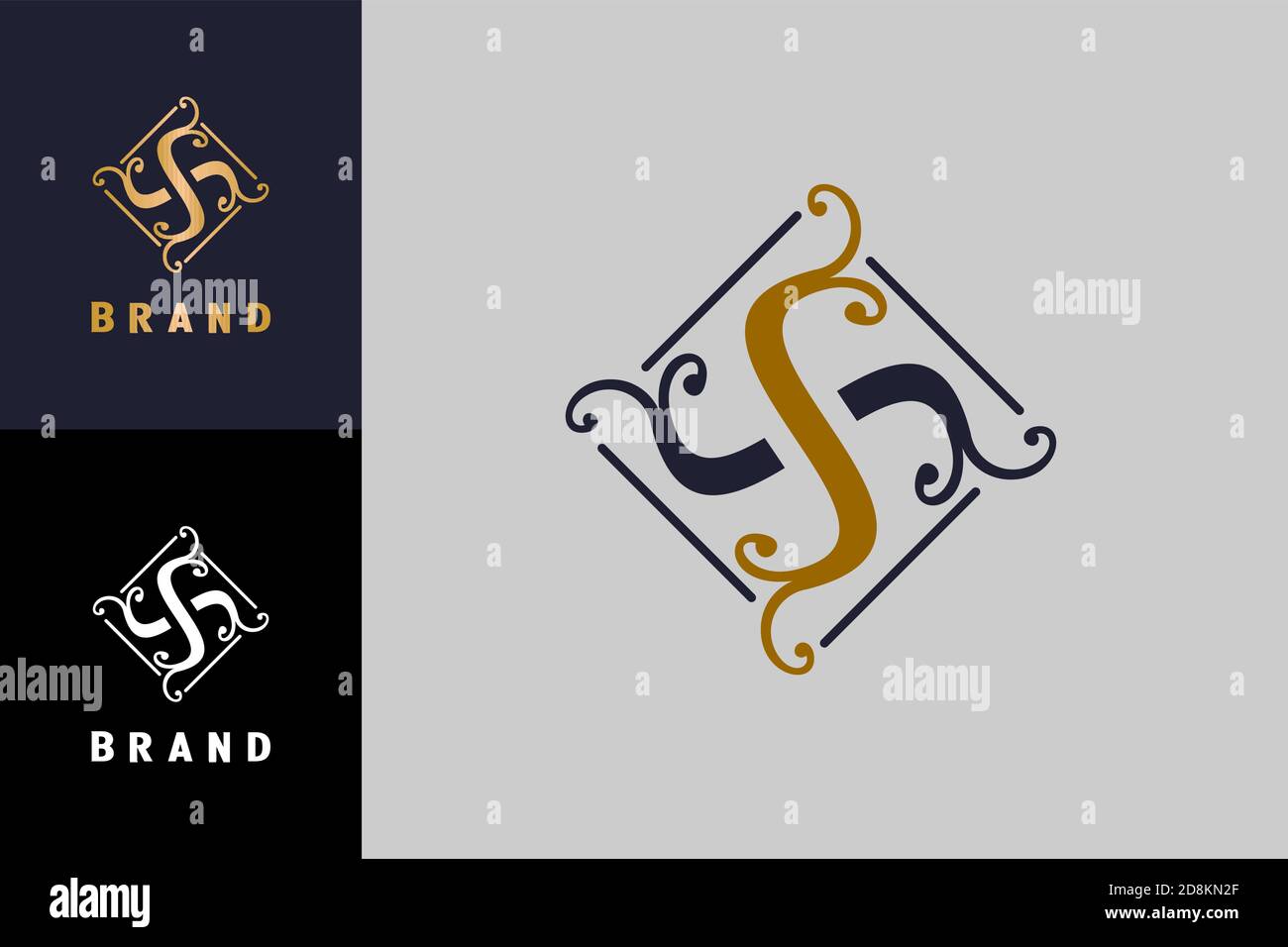 Buchstaben S oder SS Logovorlage, ornamentales Designkonzept, moderne Premium-Markenqualität. Stock Vektor