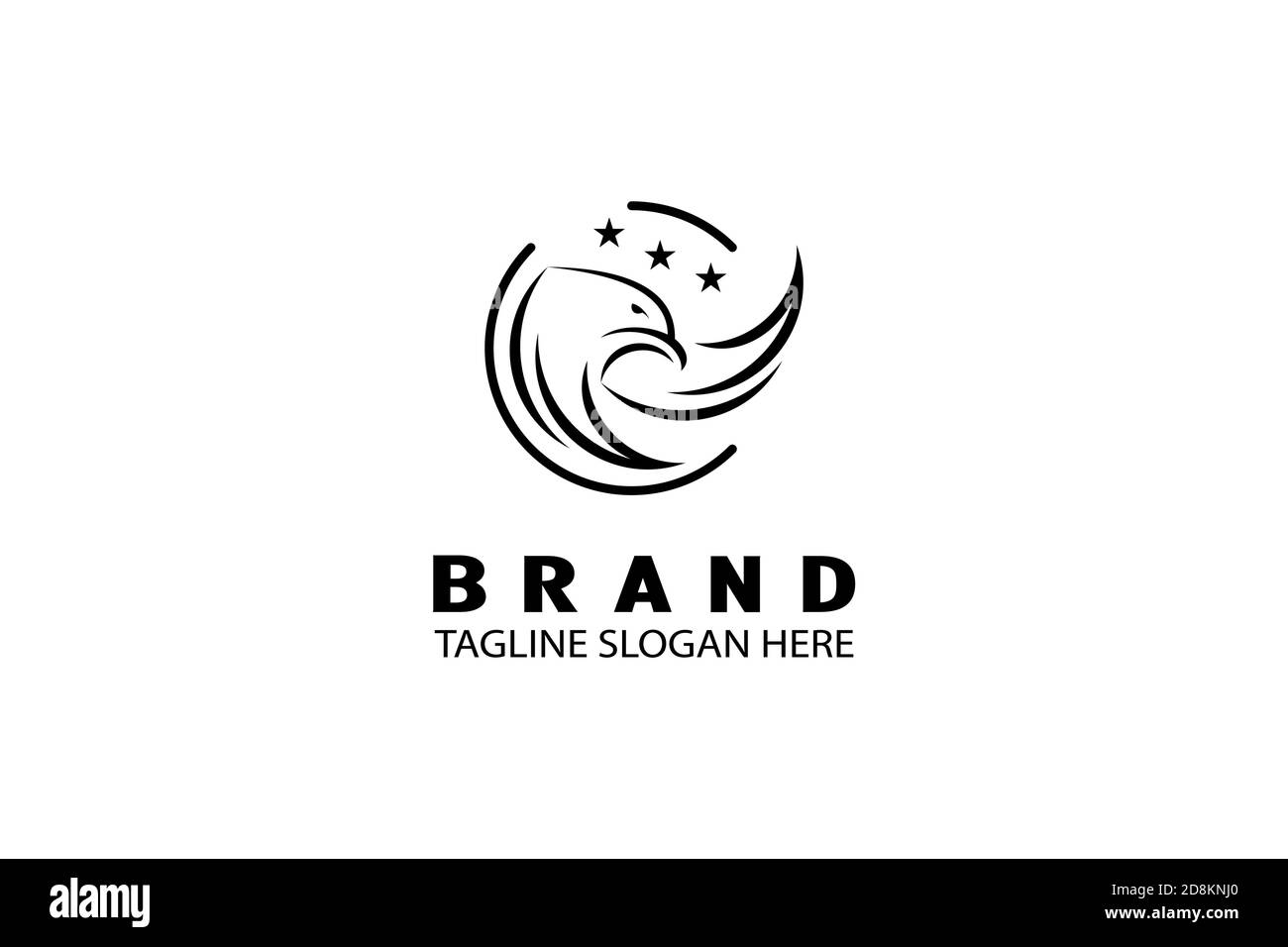 Freiheit und Erfolg, fliegender Vogel mit Stern, modernes minimalistisches und kreatives Logo-Design. Stock Vektor
