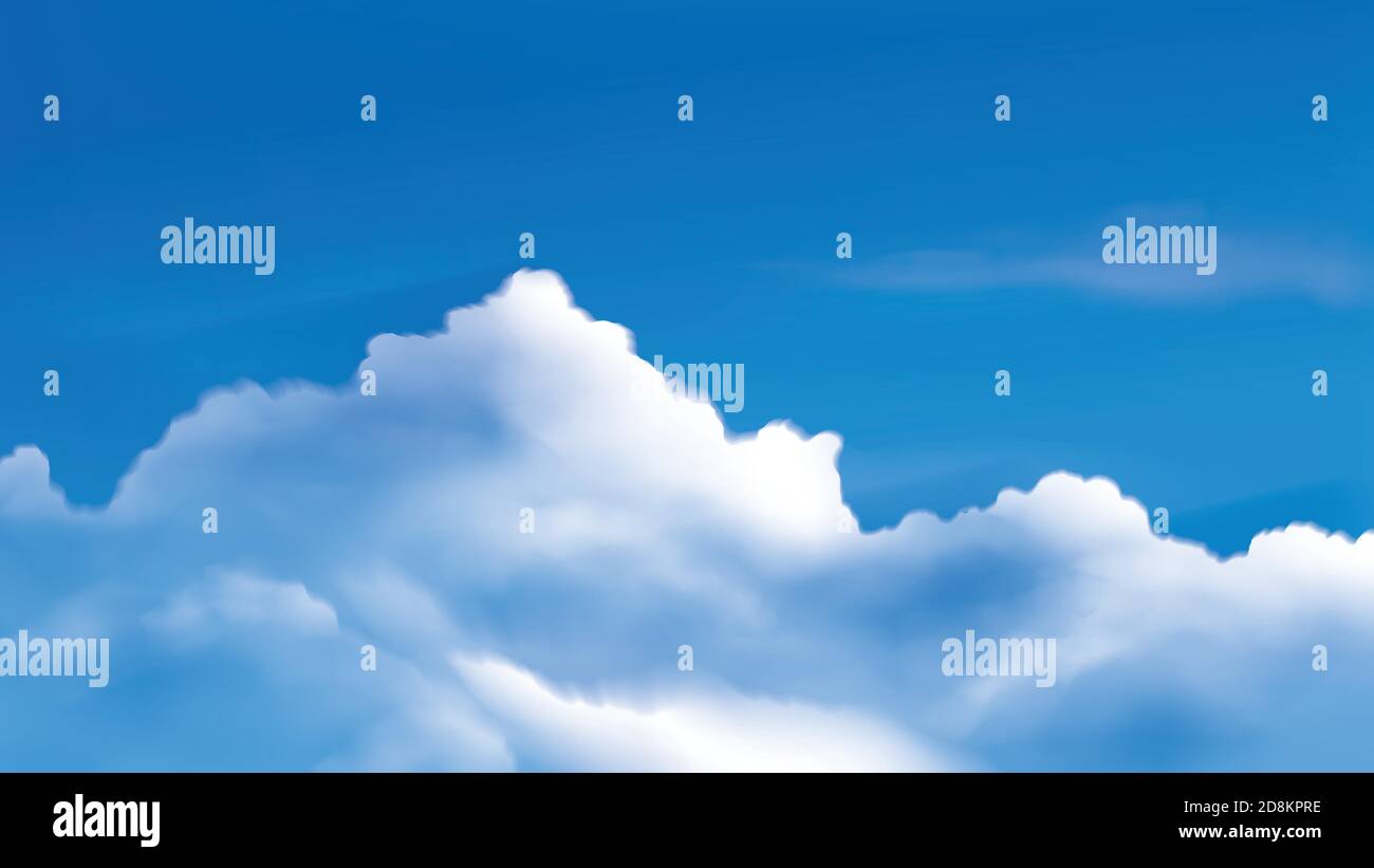 vektordarstellung von Kumuluswolken am hellblauen Himmel Stock Vektor