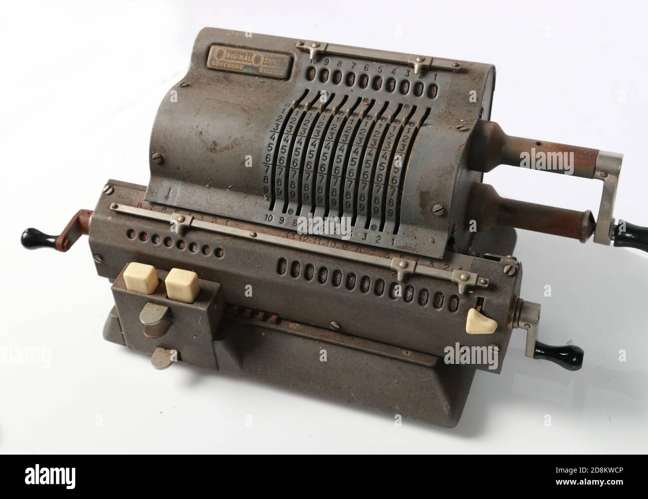Grau Schwedisch Original Odhner mechanische Rechenmaschine Stockfoto