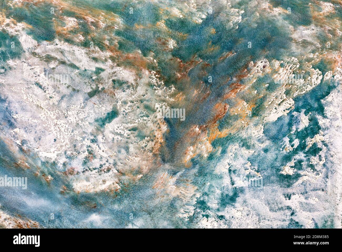 Abstraktes nautisches Thema in Blau, Beige, Braun und Grün in klassischem Design. Stockfoto