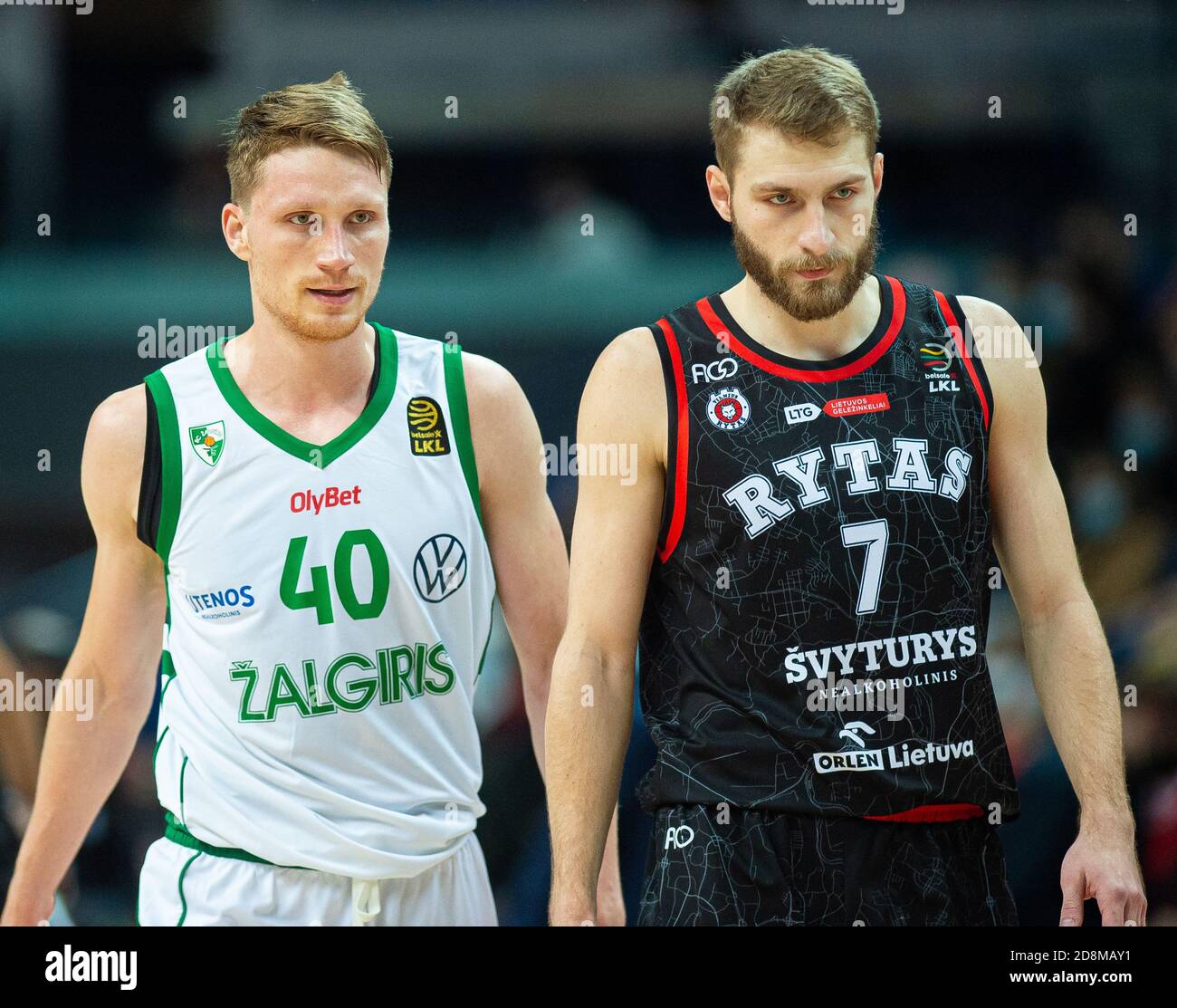 2020 10 25. Marius Grigonis Nr.40 ist ein litauischer Basketballspieler, der im Club Žalgiris Kaunas antritt. Stockfoto