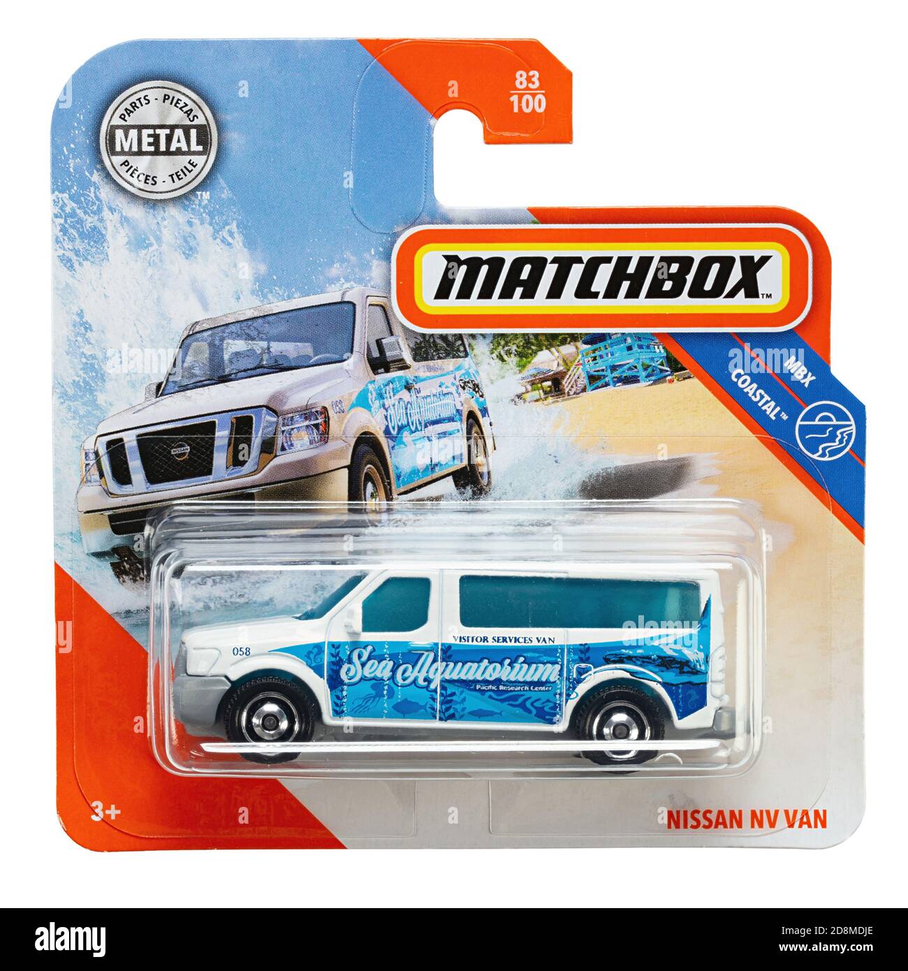 Ukraine, Kiew - Oktober 20. 2020: Spielzeugauto Nissan nv van. Matchbox ist eine beliebte britische Spielzeugmarke, die 1953 von Lesney Products eingeführt wurde. Datei Stockfoto