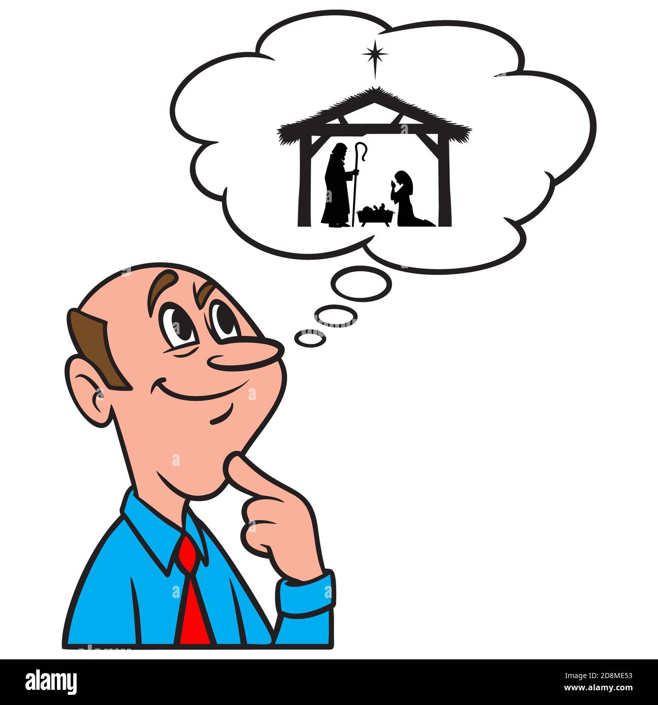 Denken an Maria, Josef und Jesuskind Silhouette - EINE Person Denken an Maria, Josef und Jesuskind. Stock Vektor