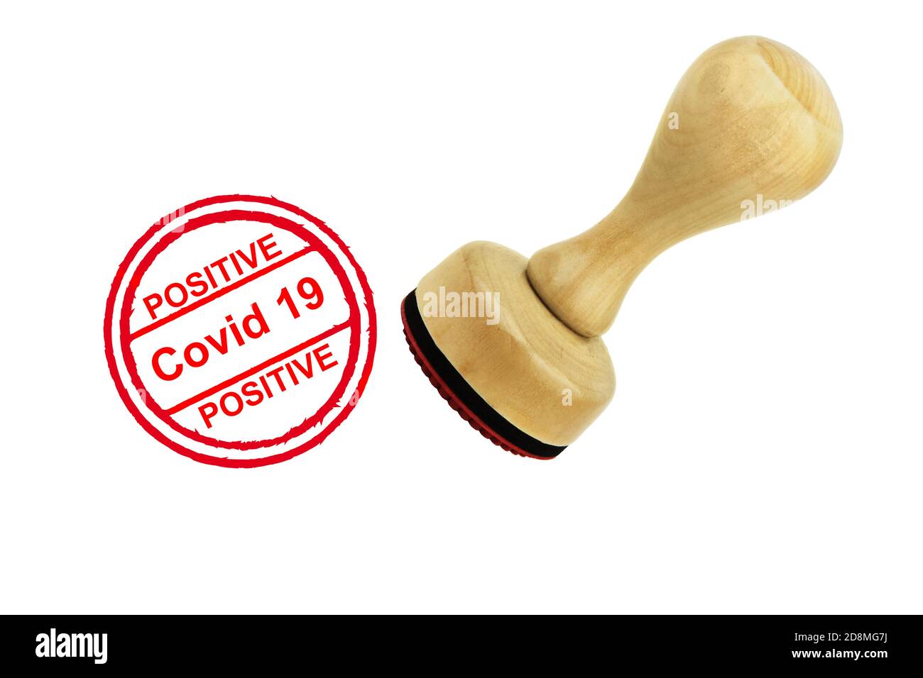 Corona Virus Test roter Stempel positiv Stockfoto