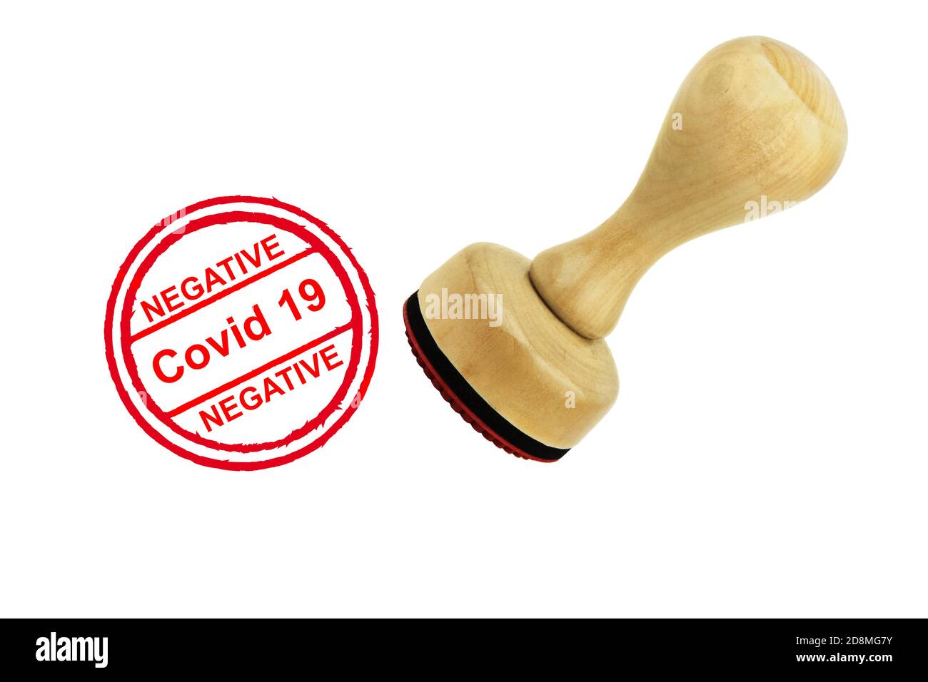 Corona Virus Test roter Stempel negativ Stockfoto