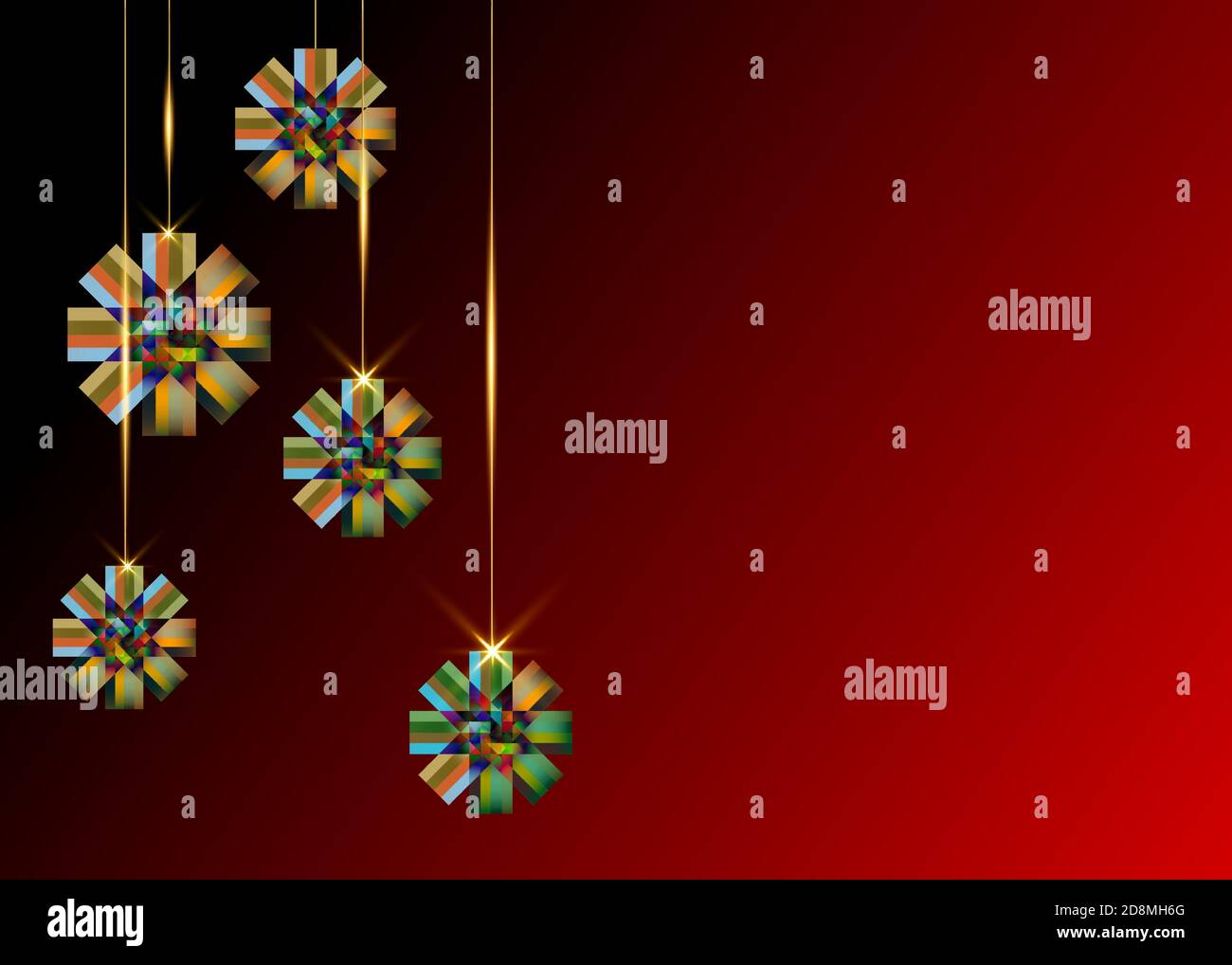 Moderne Vektor dekorative dekorative dekorative Weihnachten bunte Band Schleifen, Urlaub und Feier Banner, Vektor isoliert auf dunkelroten Luxus Hintergrund Stock Vektor
