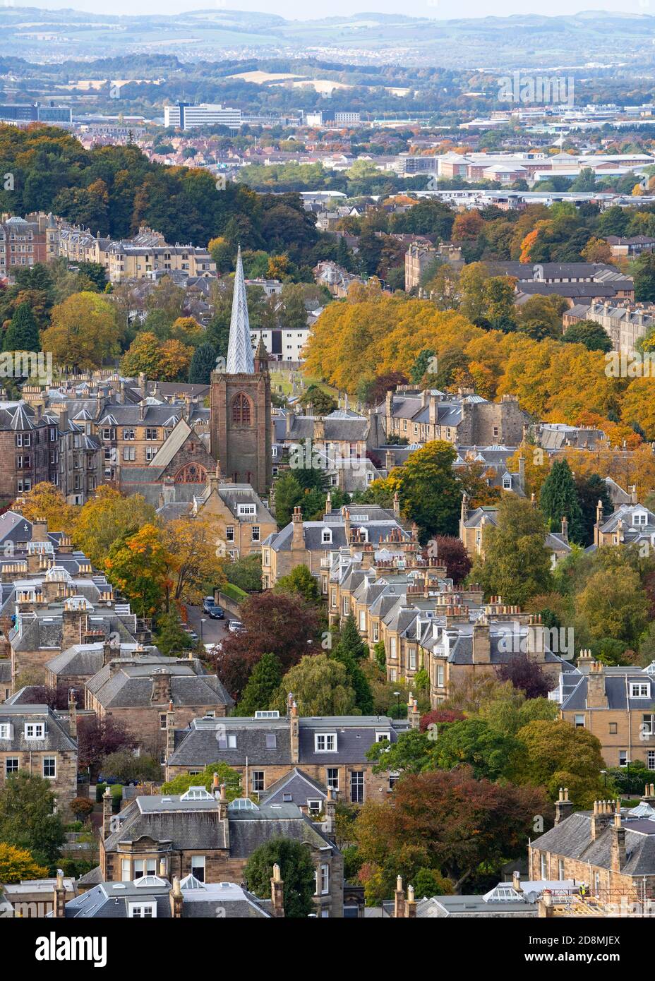 Ansicht der großen Häuser in Morningside Bezirk von Edinburgh, Schottland, Großbritannien Stockfoto