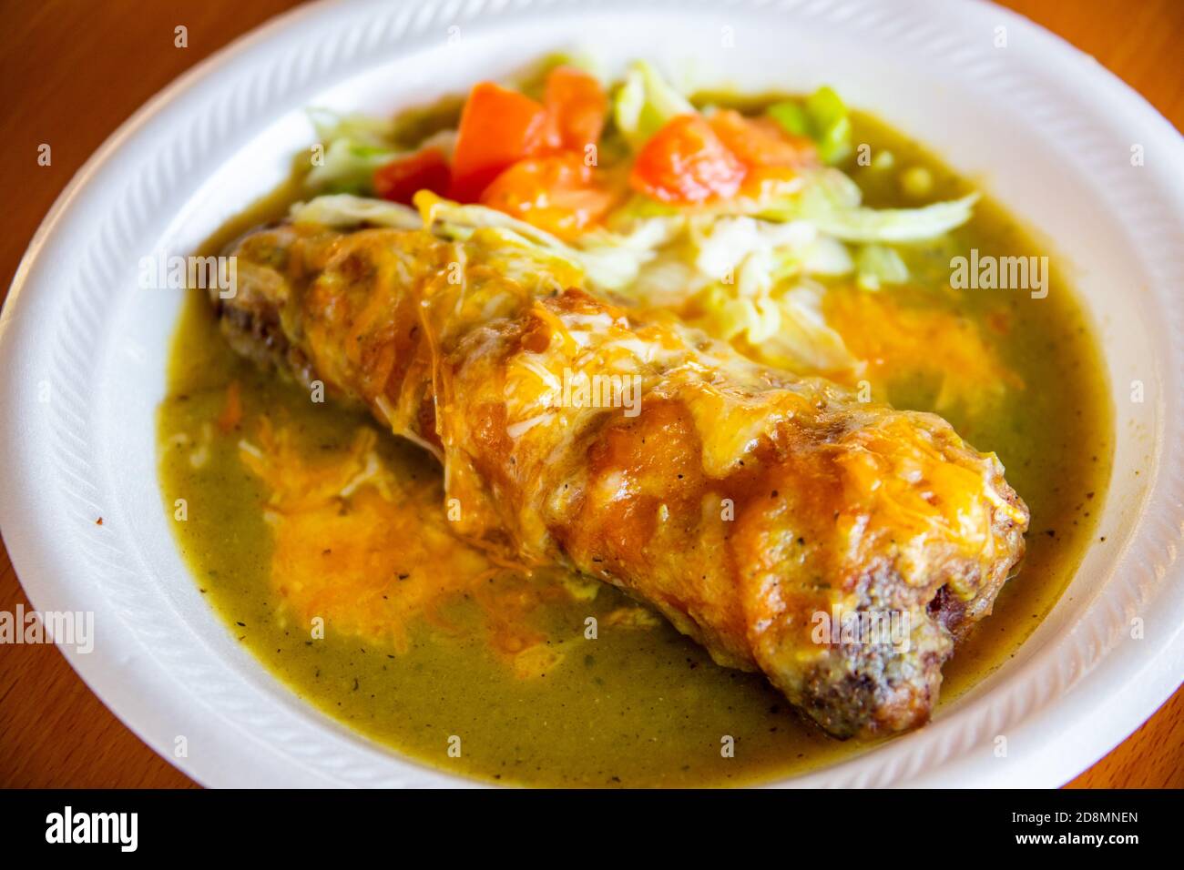 Chili rejeno und grüne Chili im El Corral Mexican Restaurant, Corona, Lincoln County, NM, USA Stockfoto