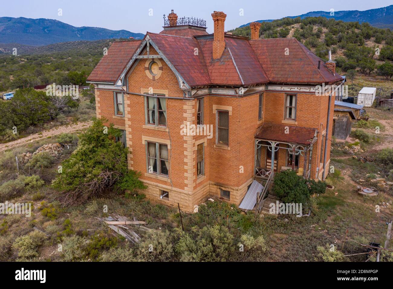 Watt Hoyle Mansion oder Hoyles Folly, White Oaks, Geisterstadt, Lincoln County, NM, USA Stockfoto