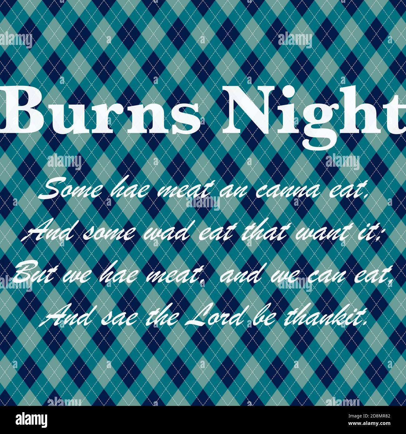 Illustration und Gedicht zur Feier von Burns Nacht vor karierten Hintergrund. Stockfoto