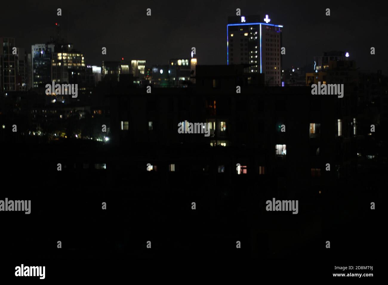 Die Nacht Blick auf die Stadt. Stockfoto