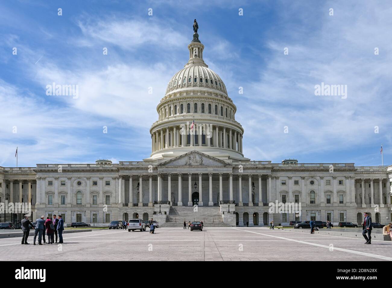 United States Capitol und Capitol Hill. Das Kapitol ist die Heimat des US-Kongresses. Stockfoto
