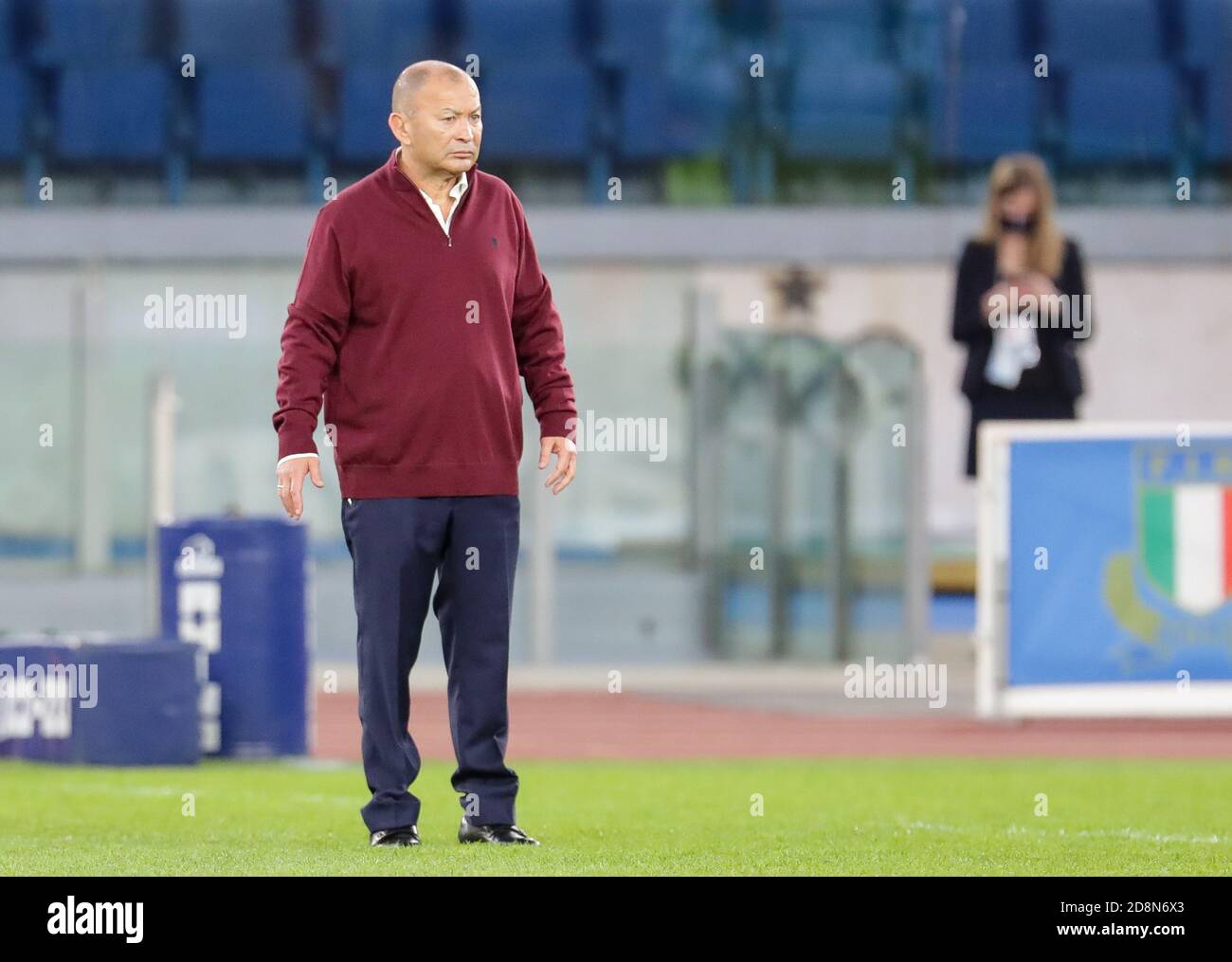 Stadio Olimpico, rom, Italien, 31 Oct 2020, Eddie Jones (England) während der Six Nations Rugby Matcht zwischen Italien und England im Olimpico Stadion in Rom, Italien, am 31. oktober 2020. Luigi Mariani/Gruppo Editoriale LiveMedia During Italy vs England, Rugby Six Nations match - Credit: LM/Luigi Mariani/Alamy Live News Stockfoto