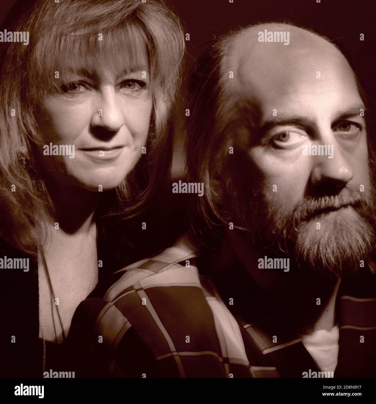 Porträt von Christine McVie und Mick Fleetwood von Fleetwood Mac um 1995 in London, UK Stockfoto