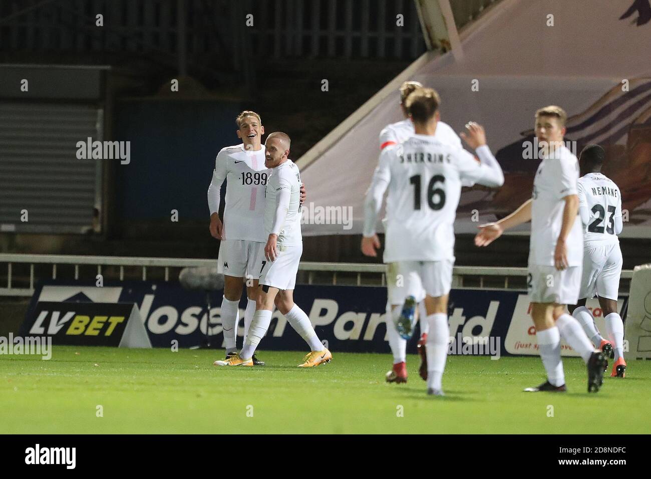 Hartlepool, Großbritannien. Oktober 2020. Danny Wright von Torquay United feiert am Samstag, den 31. Oktober 2020, ihr erstes Tor beim Vanarama National League-Spiel zwischen Hartlepool United und Torquay United im Victoria Park, Hartlepool. (Kredit: Mark Fletcher, Mi News) Kredit: MI Nachrichten & Sport /Alamy Live Nachrichten Stockfoto