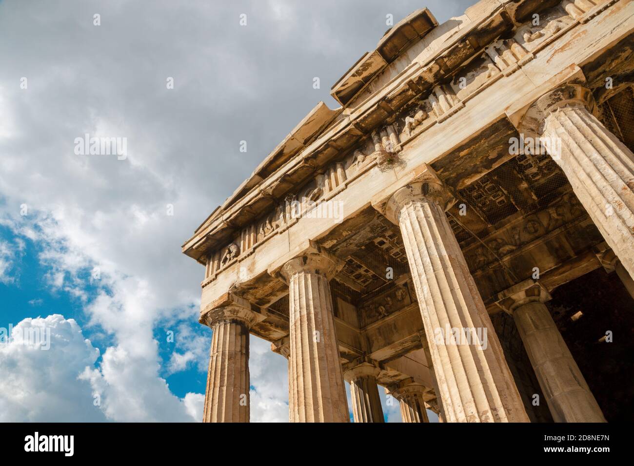Athen - die Details der Tempel des Hephaistos. Stockfoto