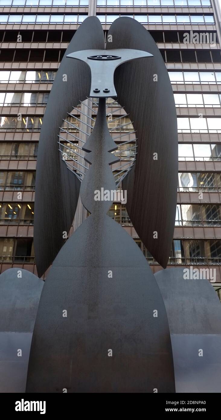 Chicago, Illinois.der Chicago Picasso ist eine unbetitelte monumentale Skulptur von Pablo Picasso auf dem Daley Plaza in Chicago, Illinois. Stockfoto