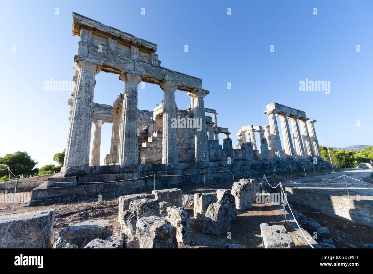 Antike Tempelgöttin Aphaia, Ägina Insel, Ägäis See. Stockfoto