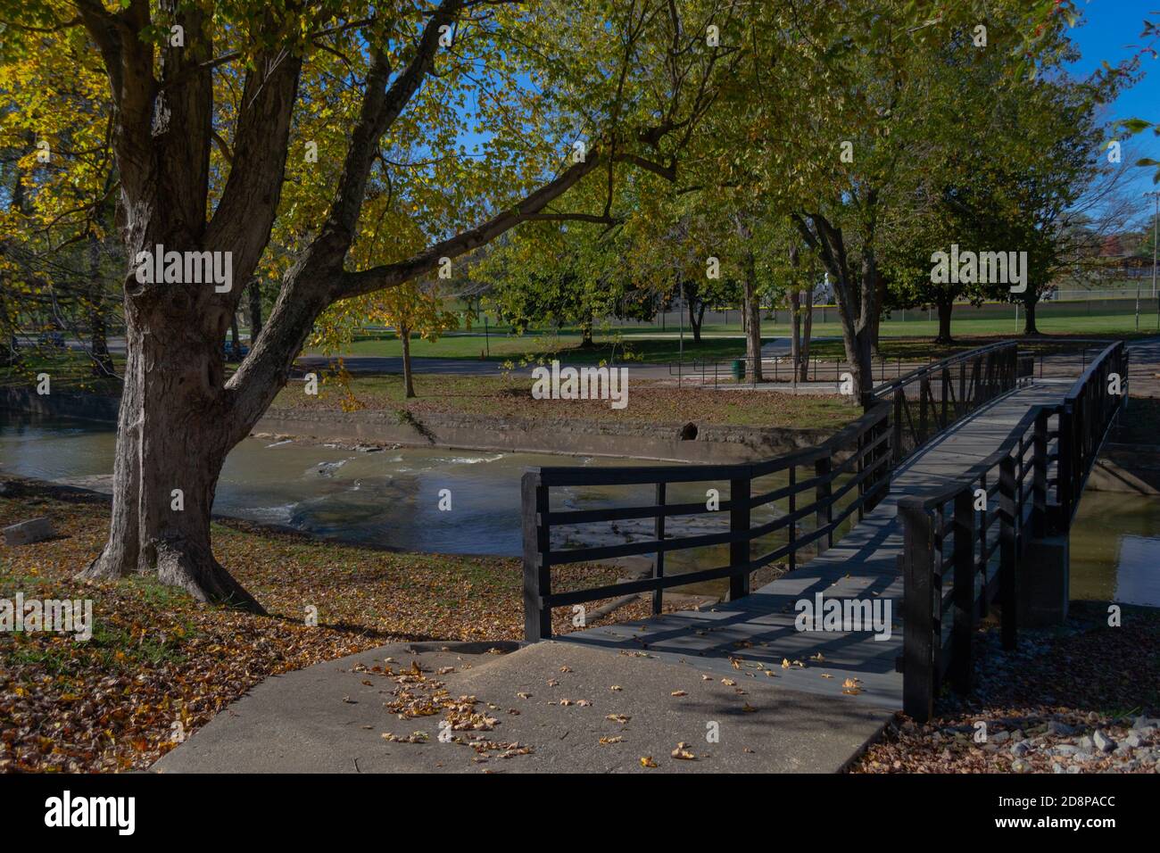 Brücke über den Bach im Jackson Park Stockfoto