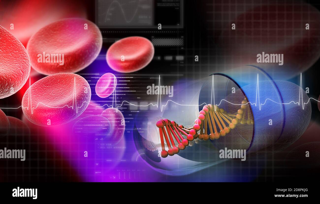 DNA-Kapsel im abstrakten Hintergrund Stockfoto