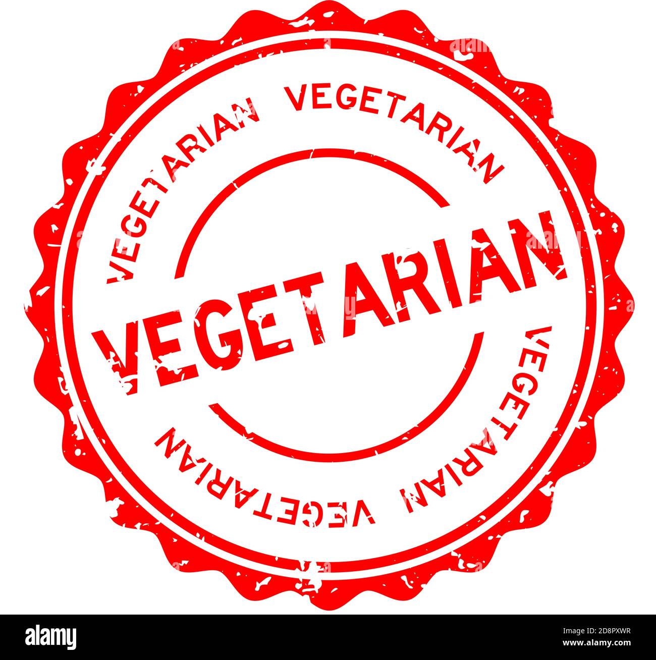 Grunge rot vegetarisch Wort rund Gummi Siegel Stempel auf weiß Hintergrund Stock Vektor