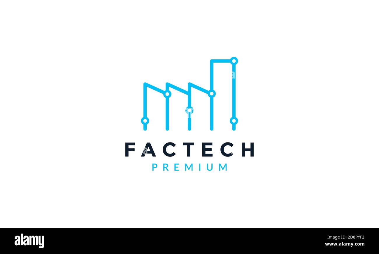 Fabrik Linie Umriss verbinden Gebäude für Technologie Logo Vektor-Symbol Design Stock Vektor