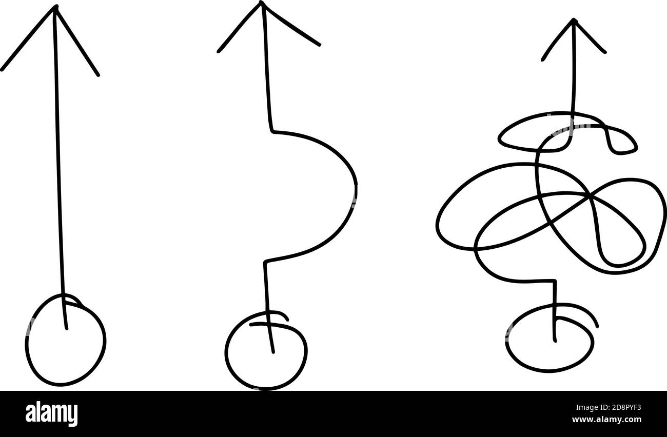 Schwarze Farbe Doodle Handzeichnung in schwarzen Pfeil in einfachen und Komplexe Linienform auf weißem Hintergrund Stock Vektor