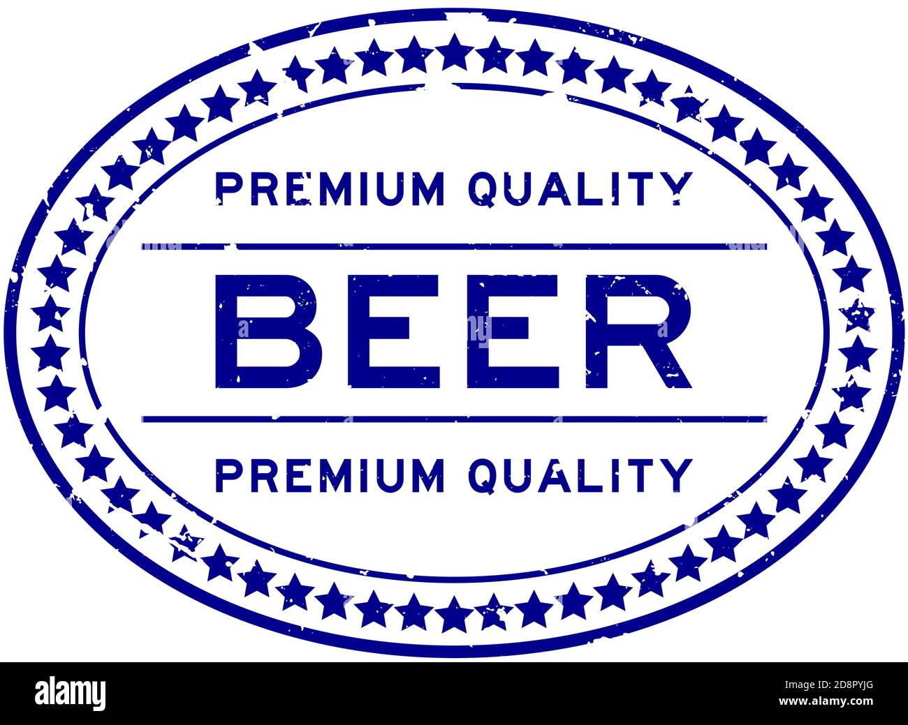 Grunge blau Premium-Qualität Bier Wort oval Gummi Siegel Stempel Auf weißem Hintergrund Stock Vektor