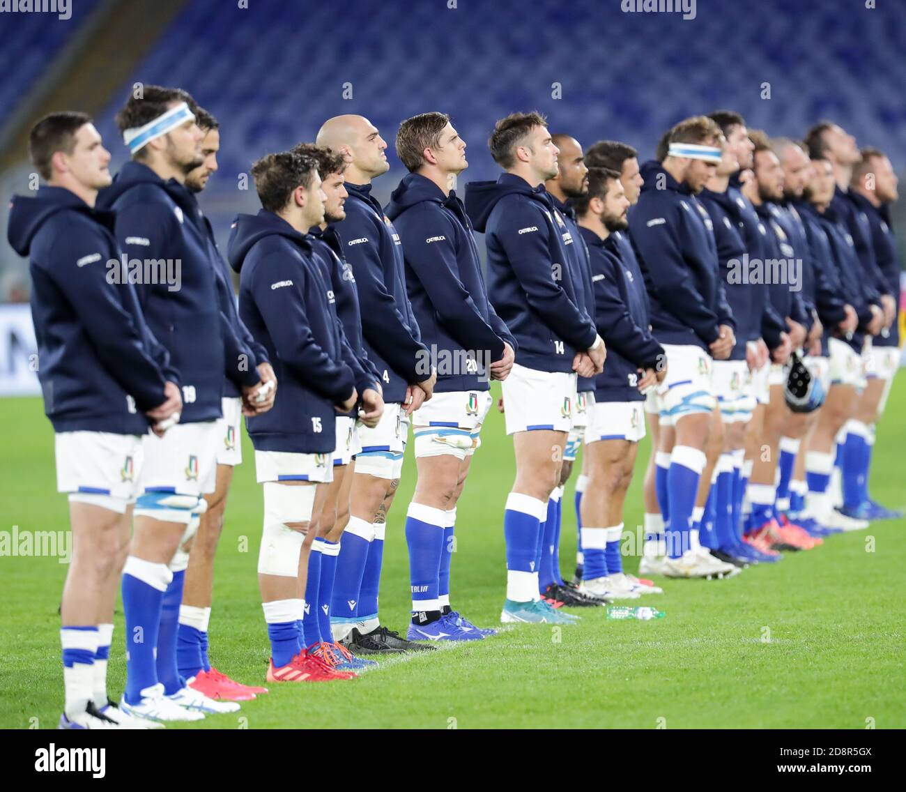 Nationalhymne Italien während Italien gegen England, Rugby Six Nations Spiel, rom, Italien, 31 Oct 2020 Credit: LM/Luigi Mariani Stockfoto