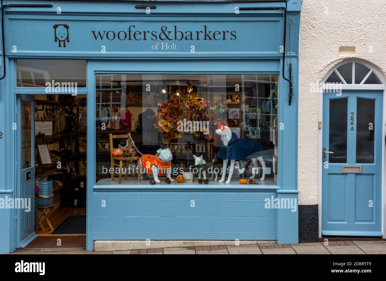 Ein nobles Geschäft für Hunde oder verwöhnte Haustiere in holt, norfolk Stockfoto