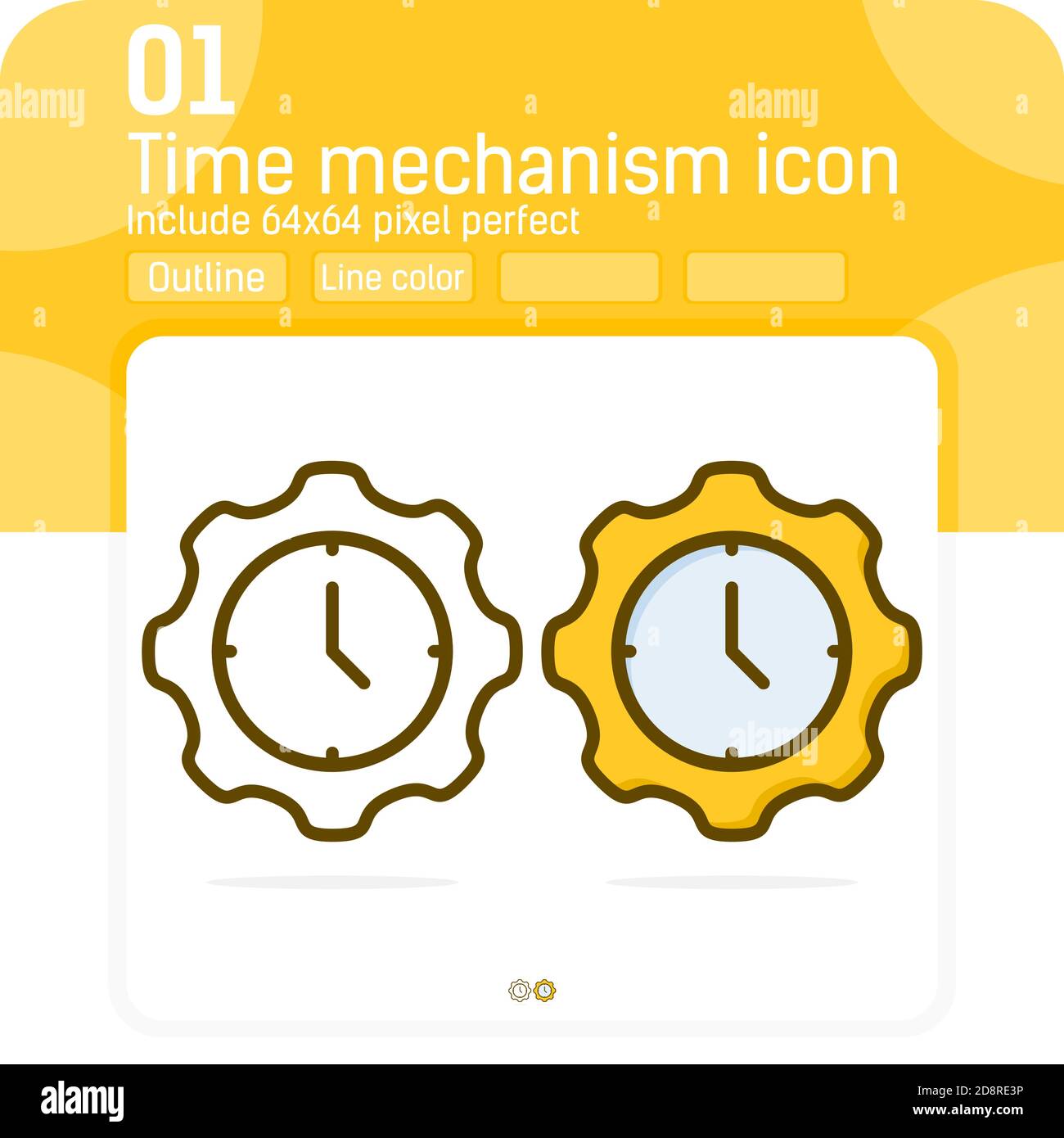 Zeitmechanismus Badge Premiun Symbol mit einfachen Linie oder Umriss Farbe Stil isoliert auf weißem Hintergrund. Zeichen Symbol Vektor Illustration Zeichen Design Stock Vektor