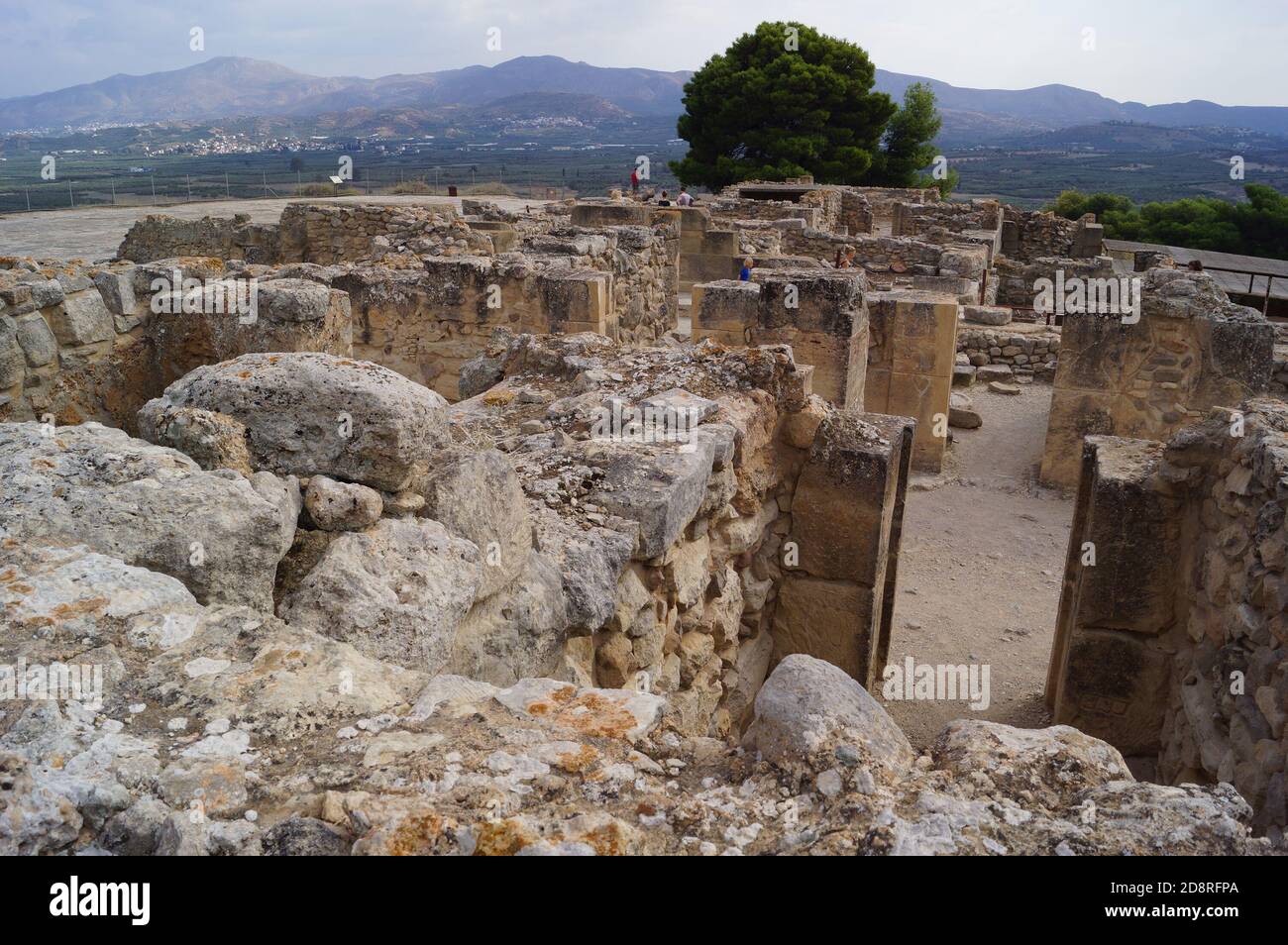 Ansicht der archäologischen Überreste von Phaistos in Kreta, Griechenland: Alte Mauern Stockfoto