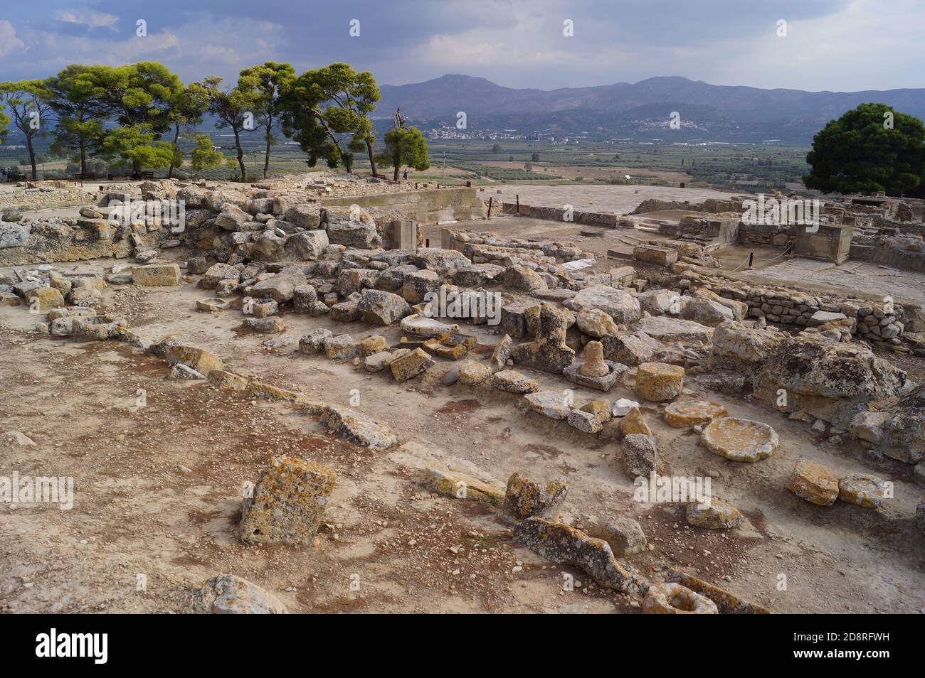 Ansicht der archäologischen Stätte von Phaistos auf Kreta, Griechenland: Überreste Stockfoto