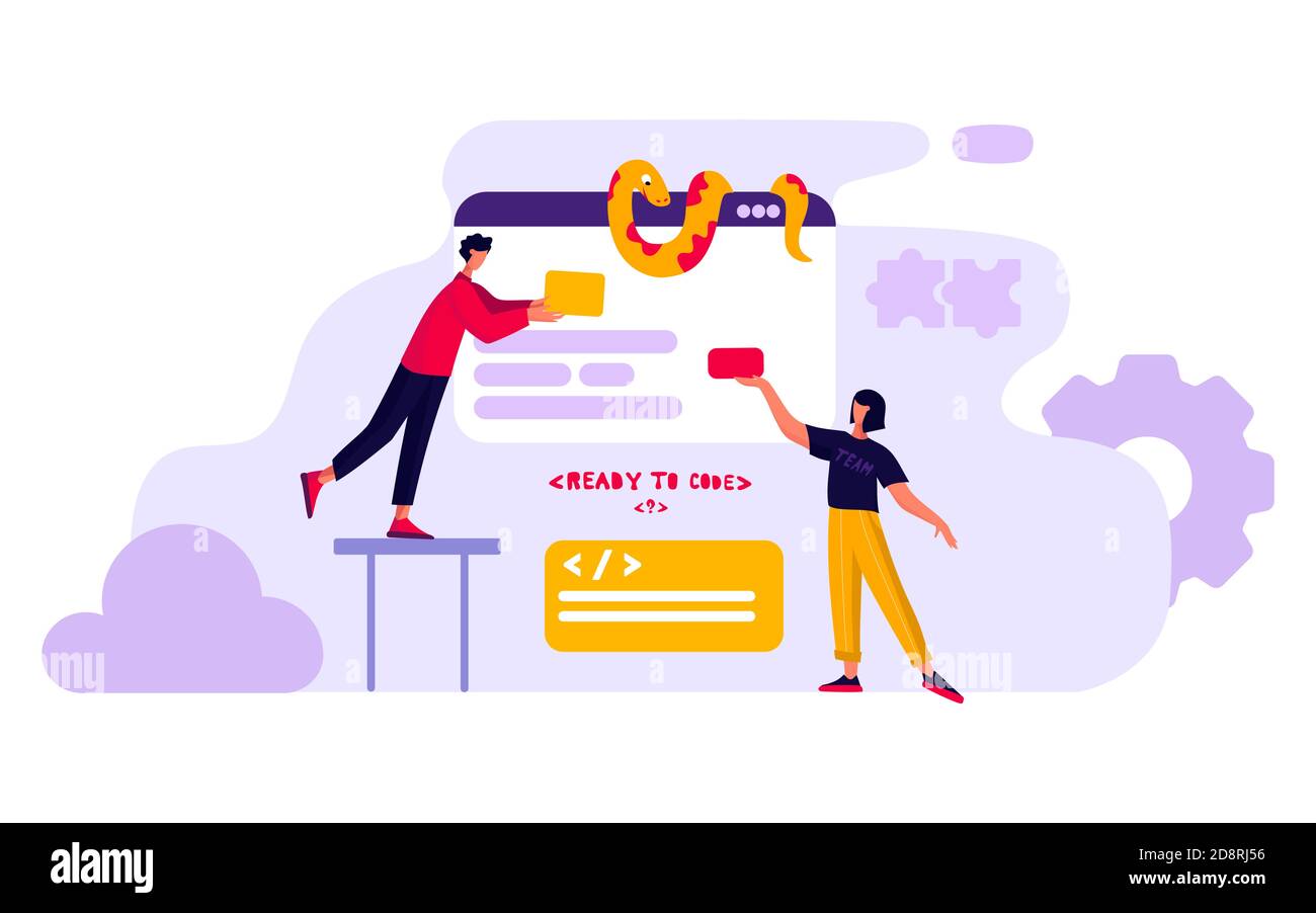 Python-Code-Sprachzeichen. Programmierung Codierung und Entwicklung Konzept. Stock Vektor