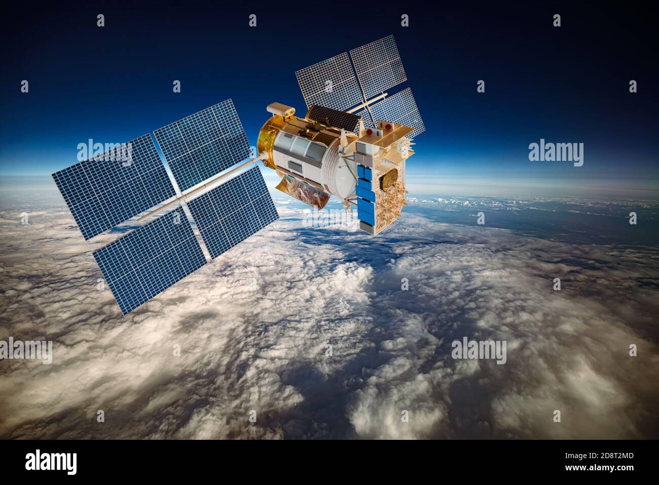 Raum-Satelliten die Erde umkreisen. Elemente des Bildes von der NASA eingerichtet. Stockfoto