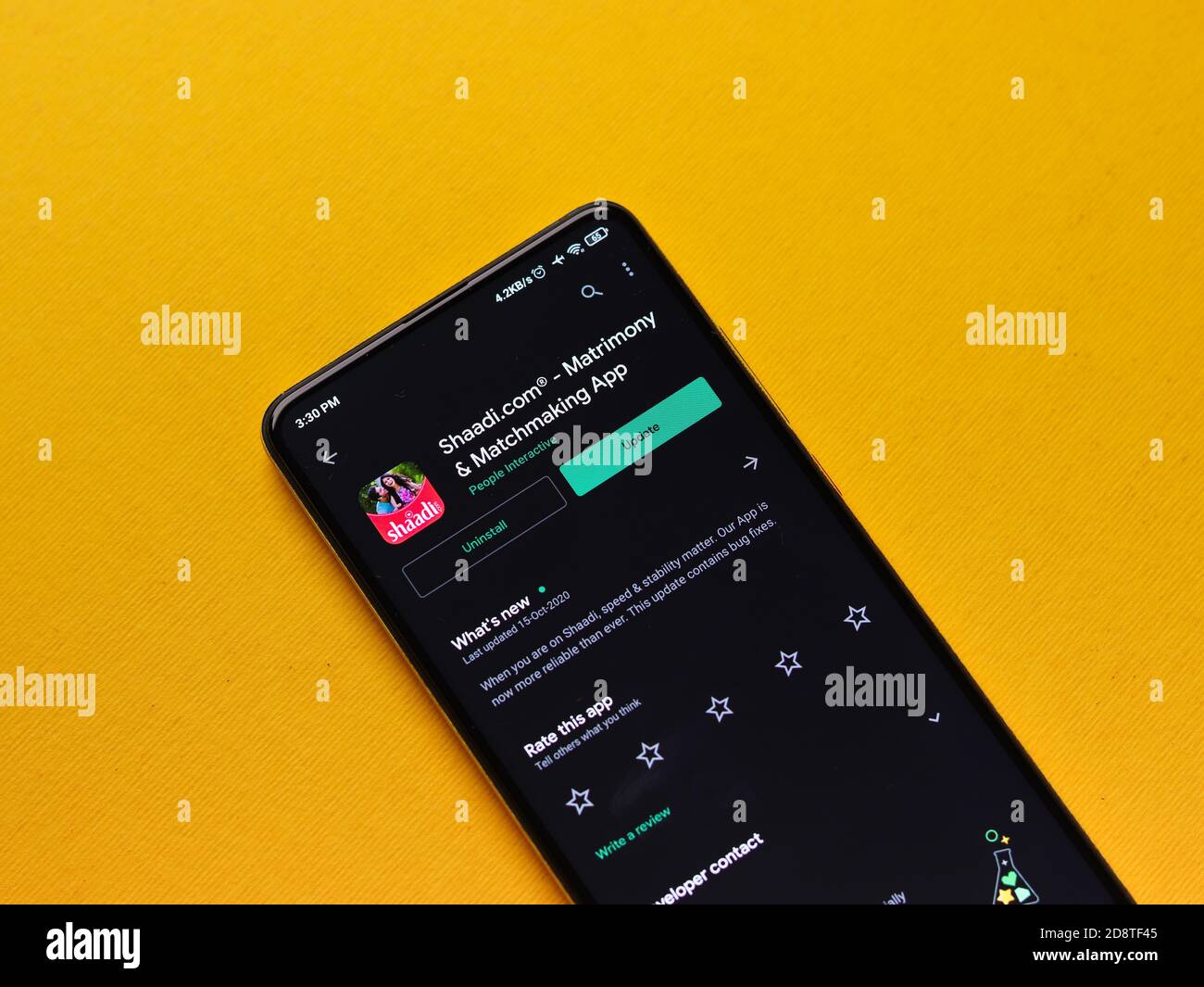 Assam, indien - September 6, 2020 : Shaadi Logo auf Telefon Bildschirm Stock Bild. Stockfoto