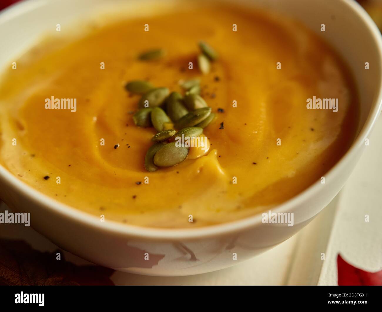 Butternut-Kürbis-Suppe Stockfoto