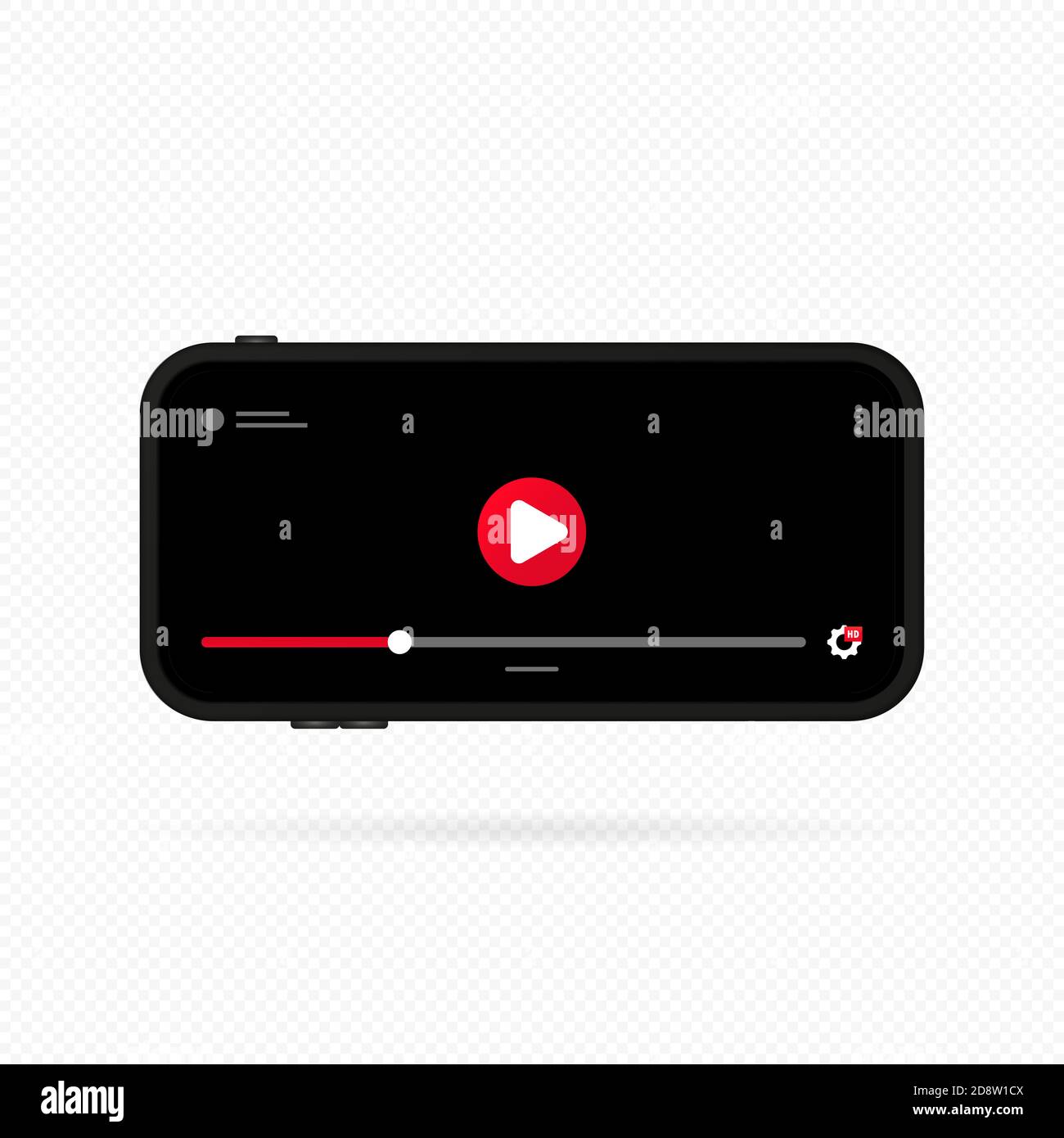 Smartphone mit Videoplayer auf dem Bildschirm. Mobile Streaming-Technologien. Gadget-Elemente für Website Form der Wiedergabe von Online-Video auf dem Telefon. Vektor ein Stock Vektor