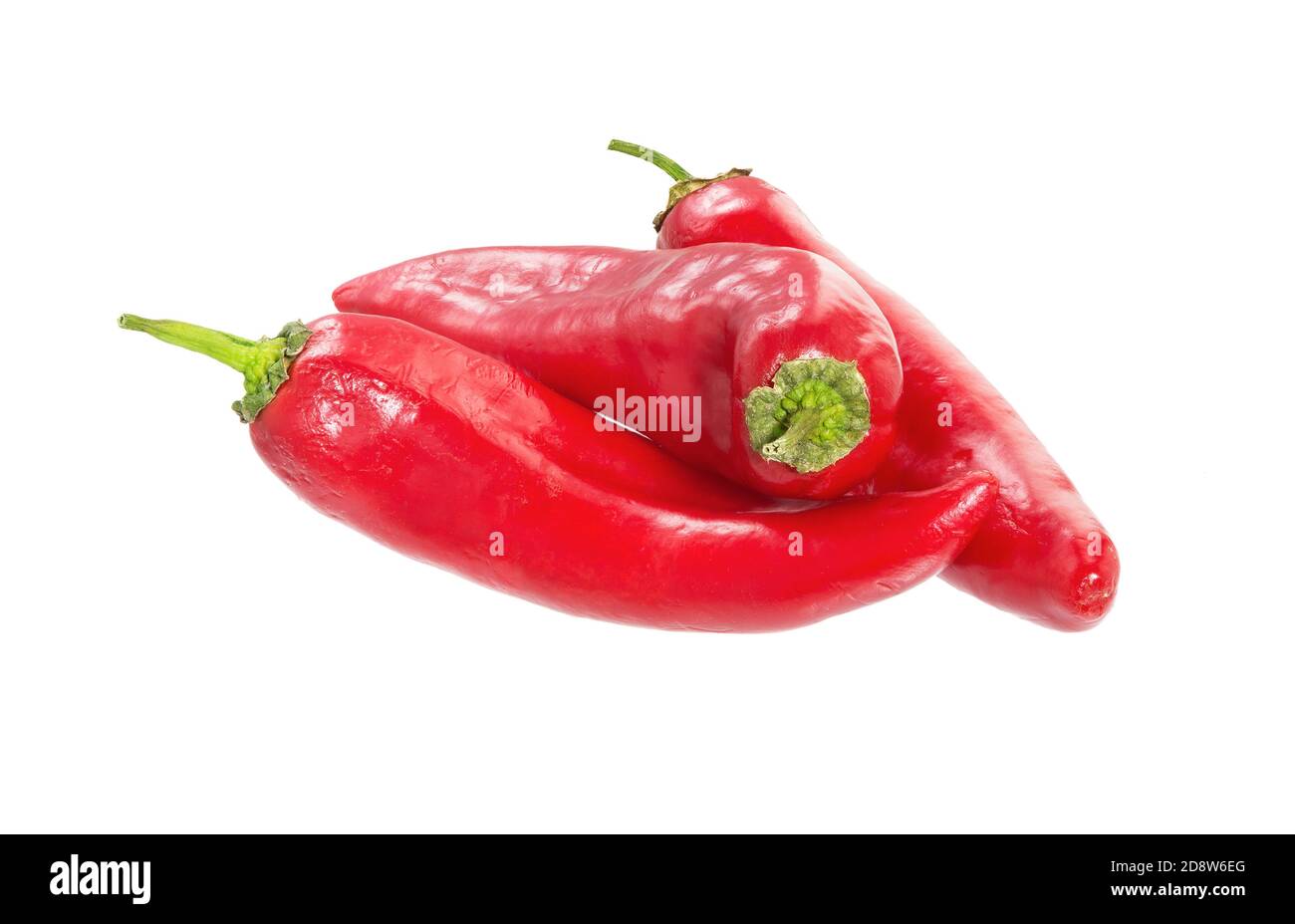 Chilischote isoliert auf weißem Hintergrund. Red Chili Hot Pepper Clipping Pfad. Frischer Pfeffer. Stockfoto