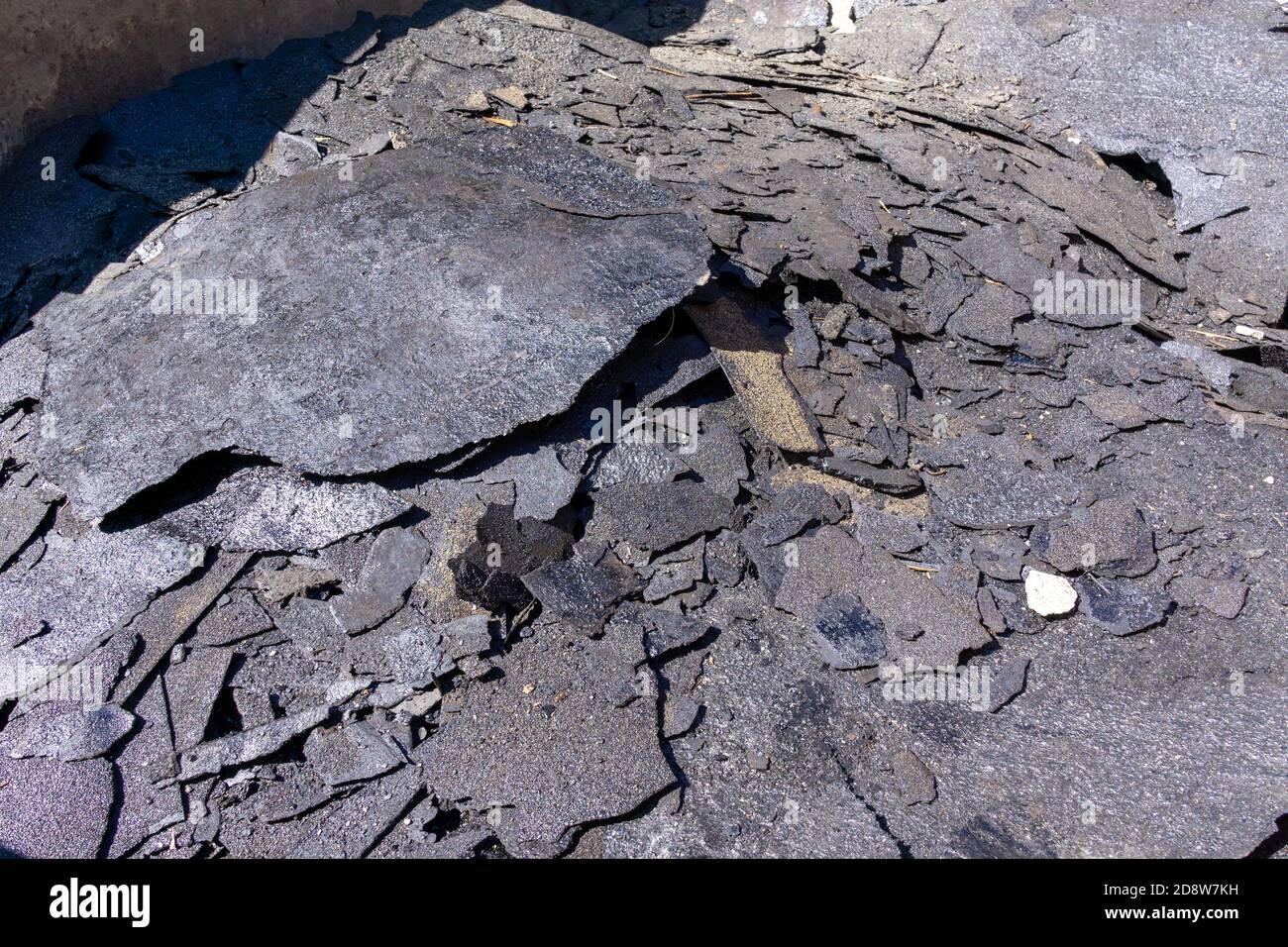 Abwäscherei Dachfilz im Behälter. Recycling, Müll. Stockfoto