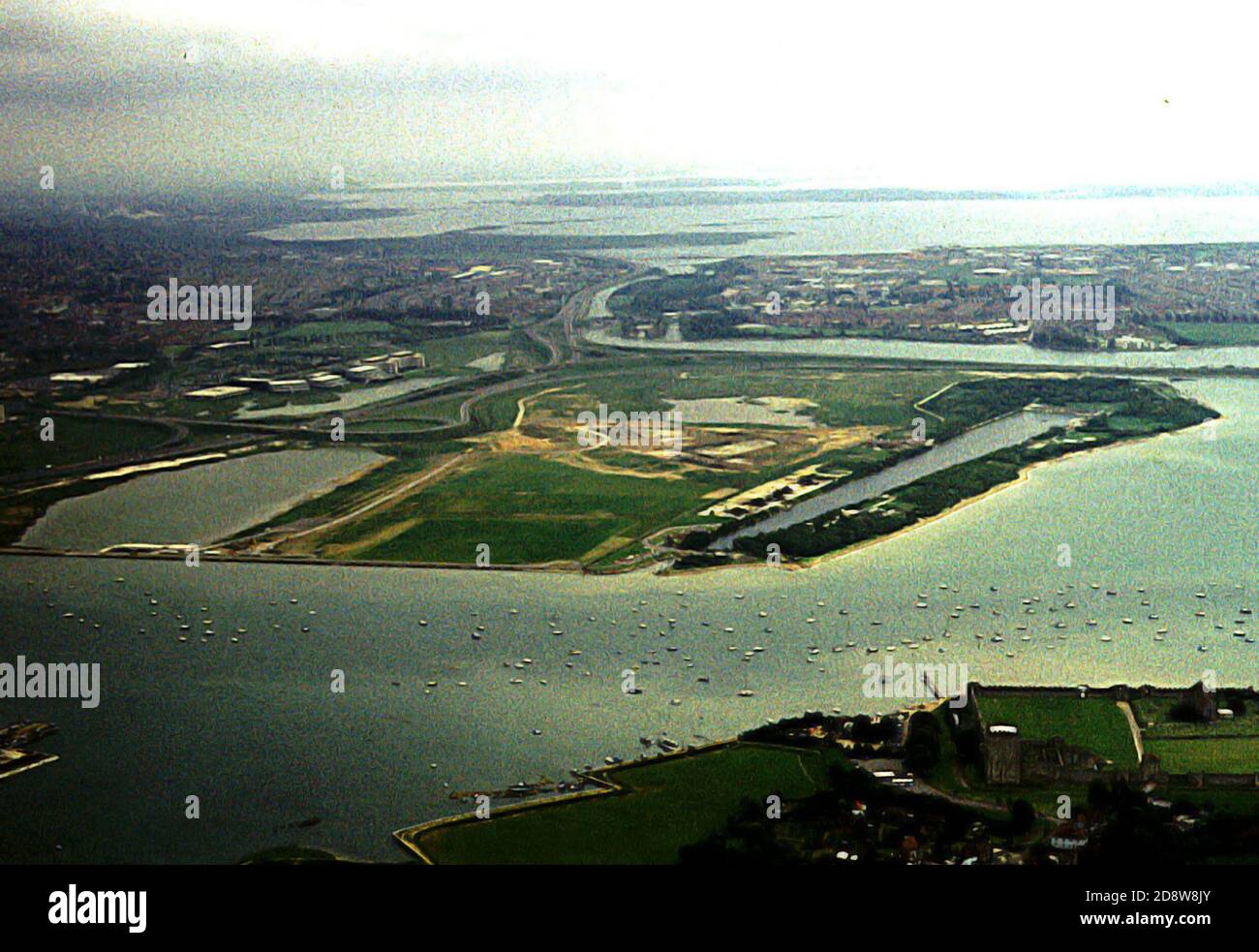 DER STANDORT DES GEPLANTEN HAFEN SOLENT ENTWICKLUNG VON PORTCHESTER SCHLOSS PORTSMOUTH. Stockfoto