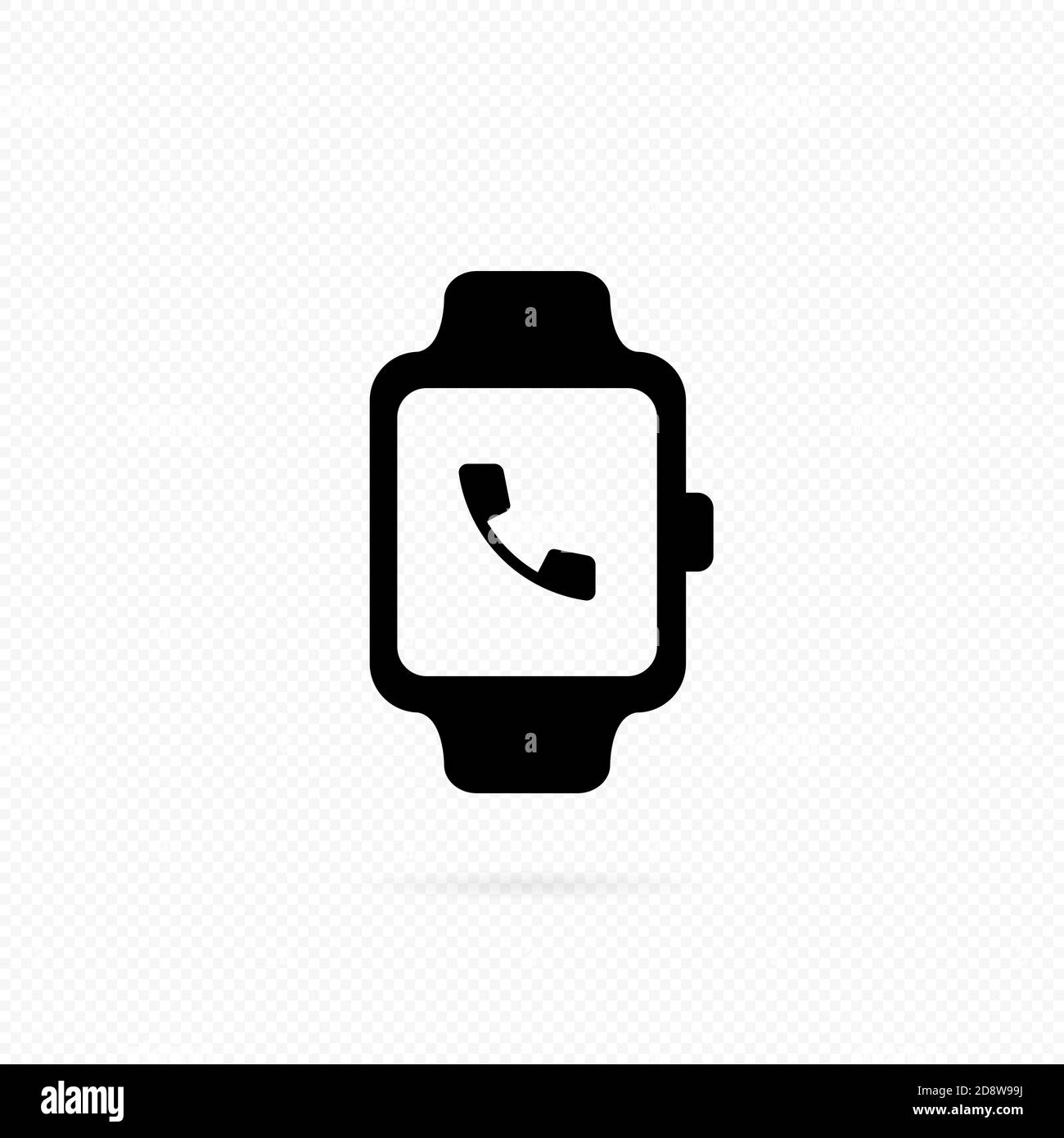 Anruf auf Smartwatch-Symbol empfangen. Anruf auf Smartwatch. Smart Watch eingehende Anrufe Vibration. Smartwatch zeigt Telefonanruf an. Vektor auf isoliert Stock Vektor