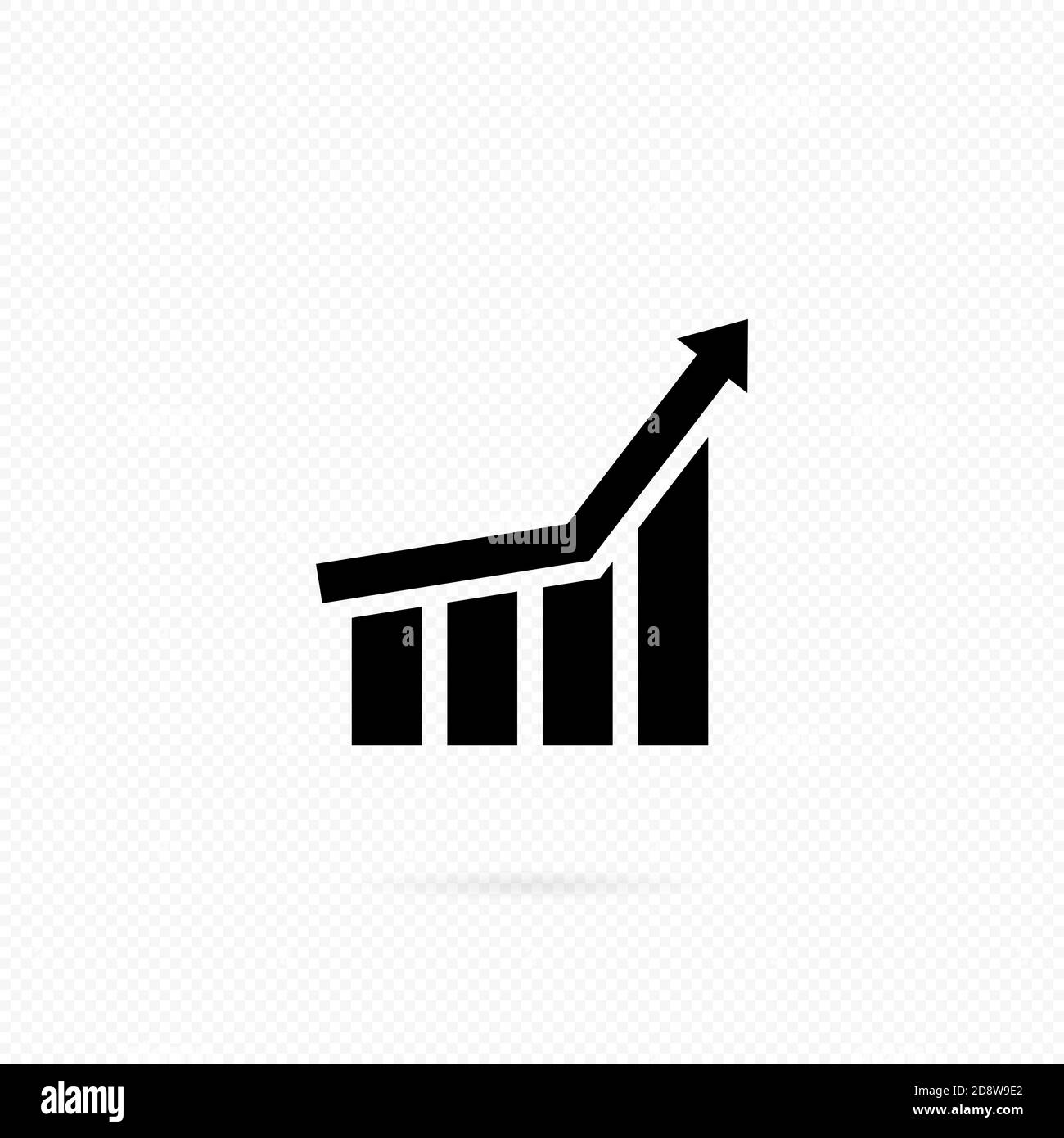 Symbol für wachsendes Diagramm in Schwarz. Balkendiagramm. Infografik. Vektor auf isoliertem transparenten Hintergrund. EPS 10. Stock Vektor